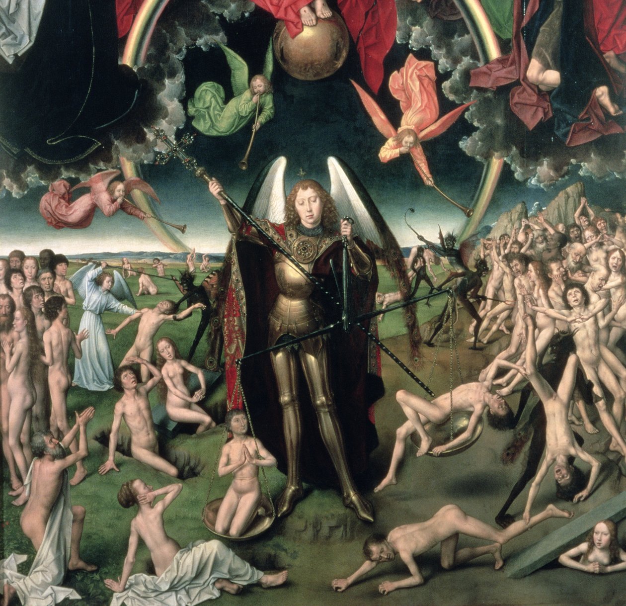 Viimeinen tuomio, 1473 öljypaneelin yksityiskohta numerosta 144071 tekijältä Hans Memling