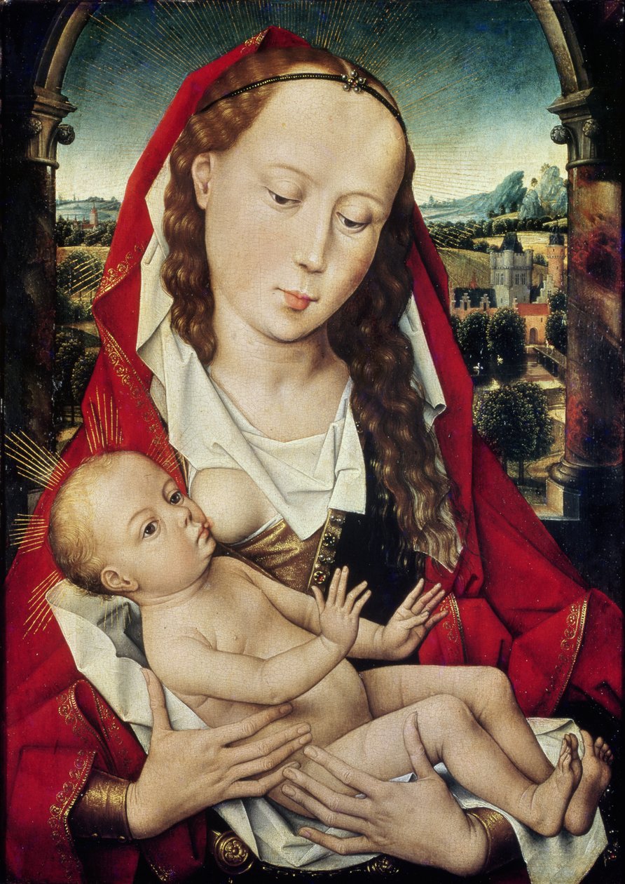 Neitsyt ja lapsi, n. 1467-1470 tekijältä Hans Memling
