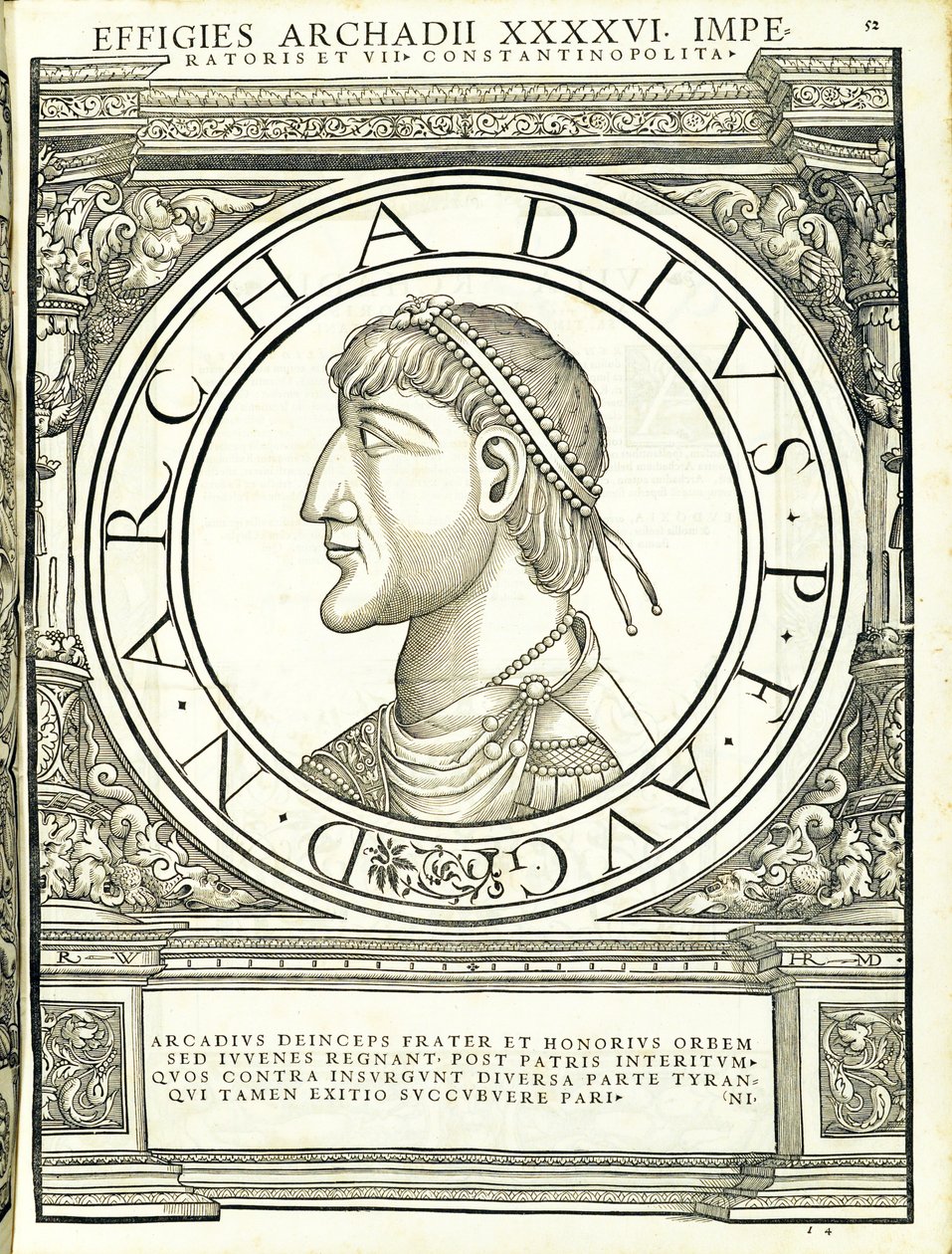 Arcadius, kuvitus teoksesta "Kaiken idän ja lännen Rooman keisarit" tekijältä Hans Rudolf Manuel Deutsch