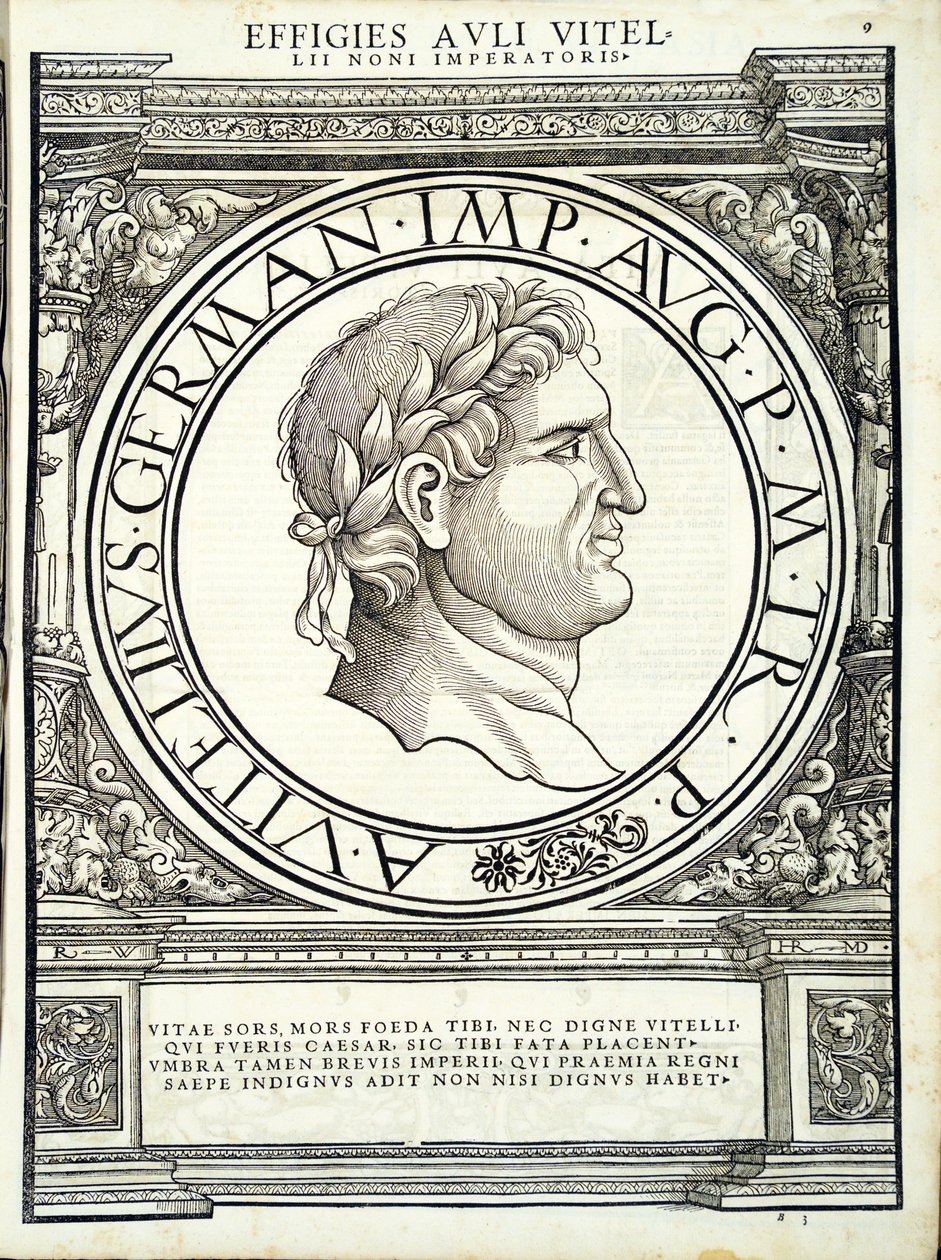 Aulus Vitellius, kuvitus teoksesta "Kaiken idän ja lännen Rooman keisarit" tekijältä Hans Rudolf Manuel Deutsch