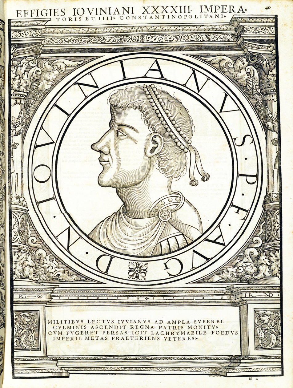 Iouinianus, kuvitus autenttisimmista kuvista idän ja lännen antiikin Rooman keisareista, Rudolph Wyssenbachin puupiirros, Andreas Gesner, Zürich, 15 tekijältä Hans Rudolf Manuel Deutsch
