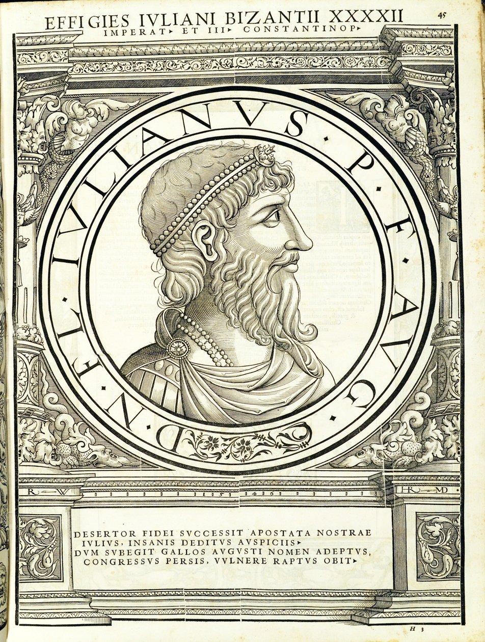Julius luopio, kuvitus teoksesta "Kaiken idän ja lännen Rooman keisarit", Rudolph Wyssenbachin puupiirros, paina Andreas Gesner, Zu tekijältä Hans Rudolf Manuel Deutsch