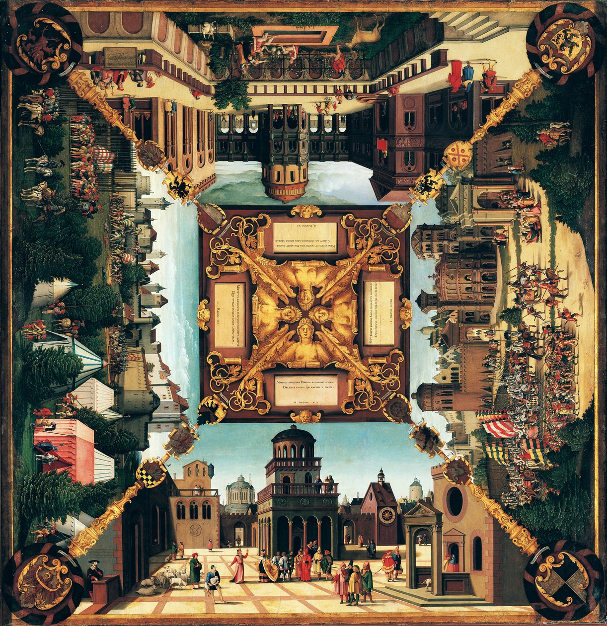 Daavidin tarina, maalattu pöytälevy, 1534 tekijältä Hans Sebald Beham