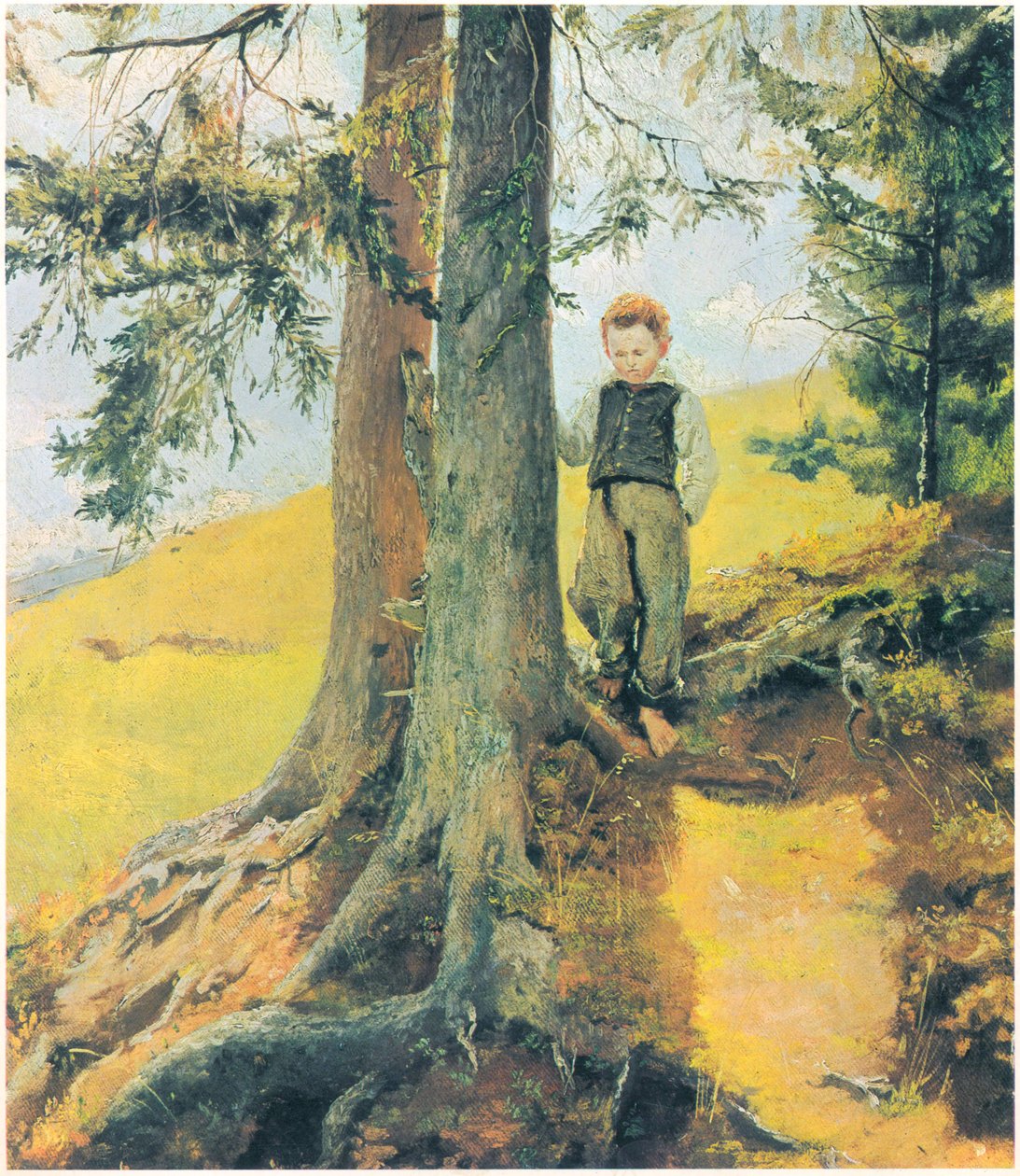 Bauernjunge am Waldesrand tekijältä Hans Thoma