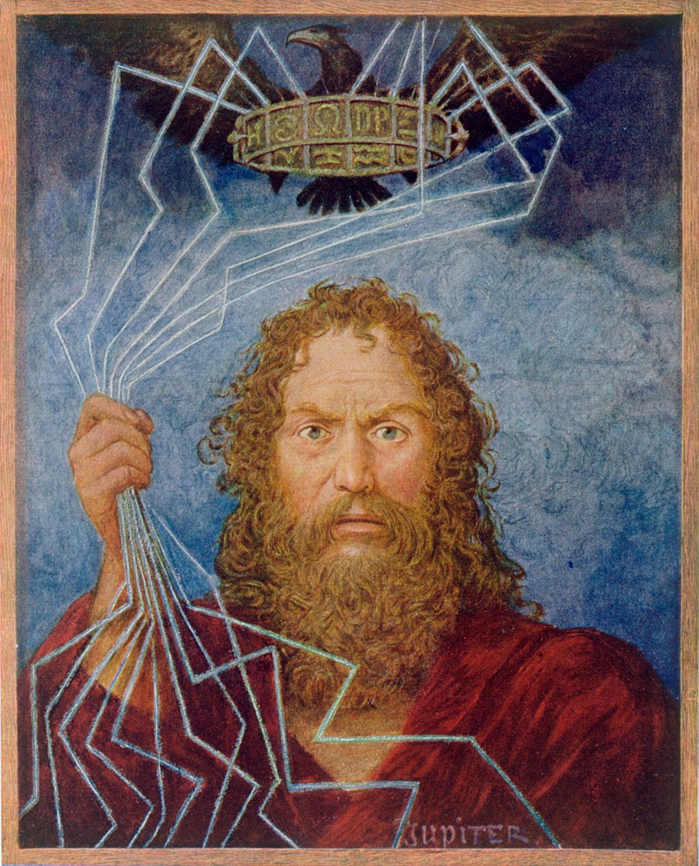 Jupiter, kuvitus "Festkalenderista", julkaistu Leipzigissä n. 1910 tekijältä Hans Thoma