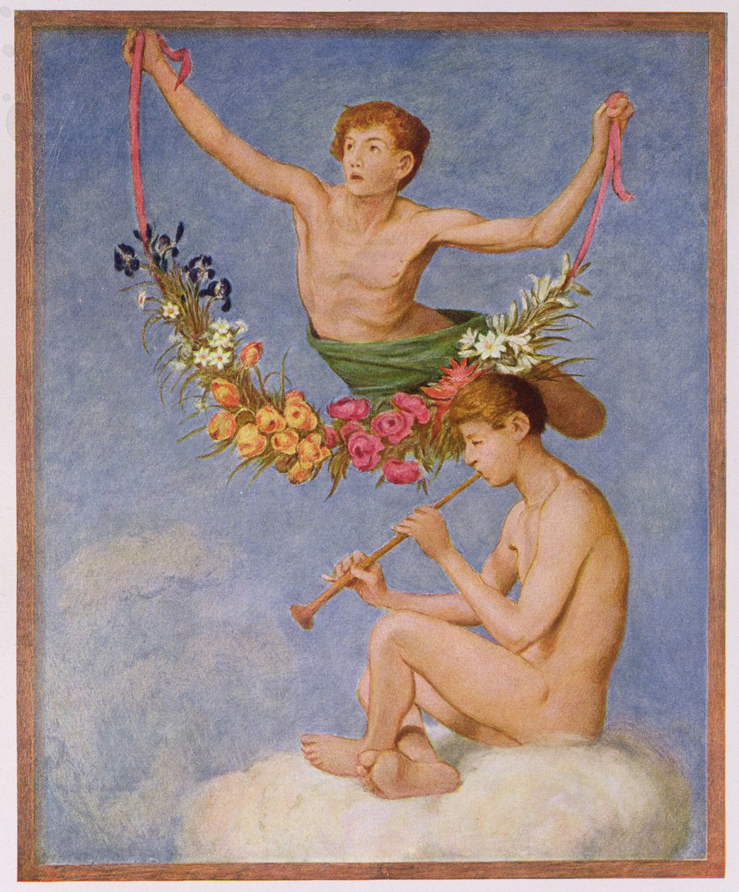 Toukokuu, kuvitus "Festkalenderista", julkaistu Leipzigissä n. 1910 tekijältä Hans Thoma