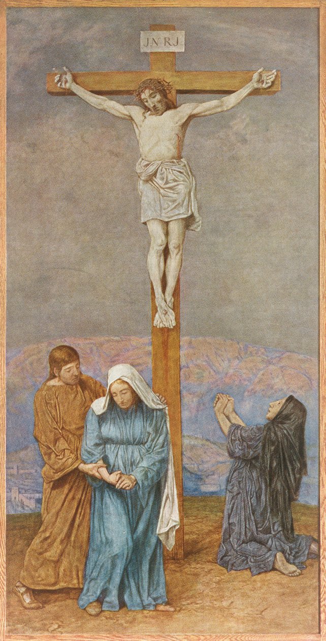 Ristiinnaulitseminen, kuva Festkalenderista, julkaistu Leipzigissä n. 1910 tekijältä Hans Thoma