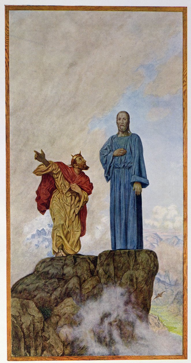 Kristuksen kiusaus, kuva Leipzigissä julkaistusta Festkalenderista n. 1910 tekijältä Hans Thoma