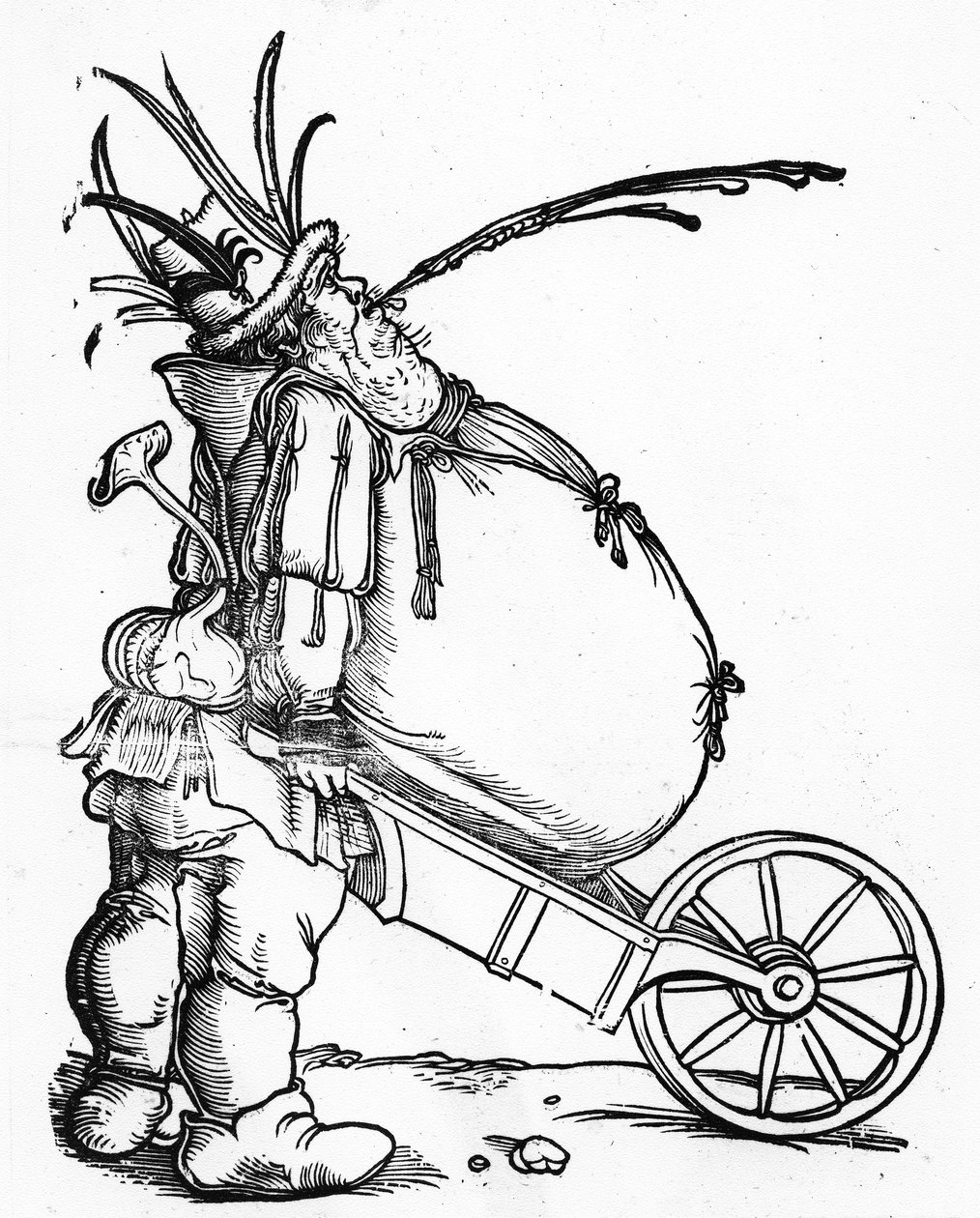 Lihava mies ja kottikärry, n. 1521 tekijältä Hans Weiditz