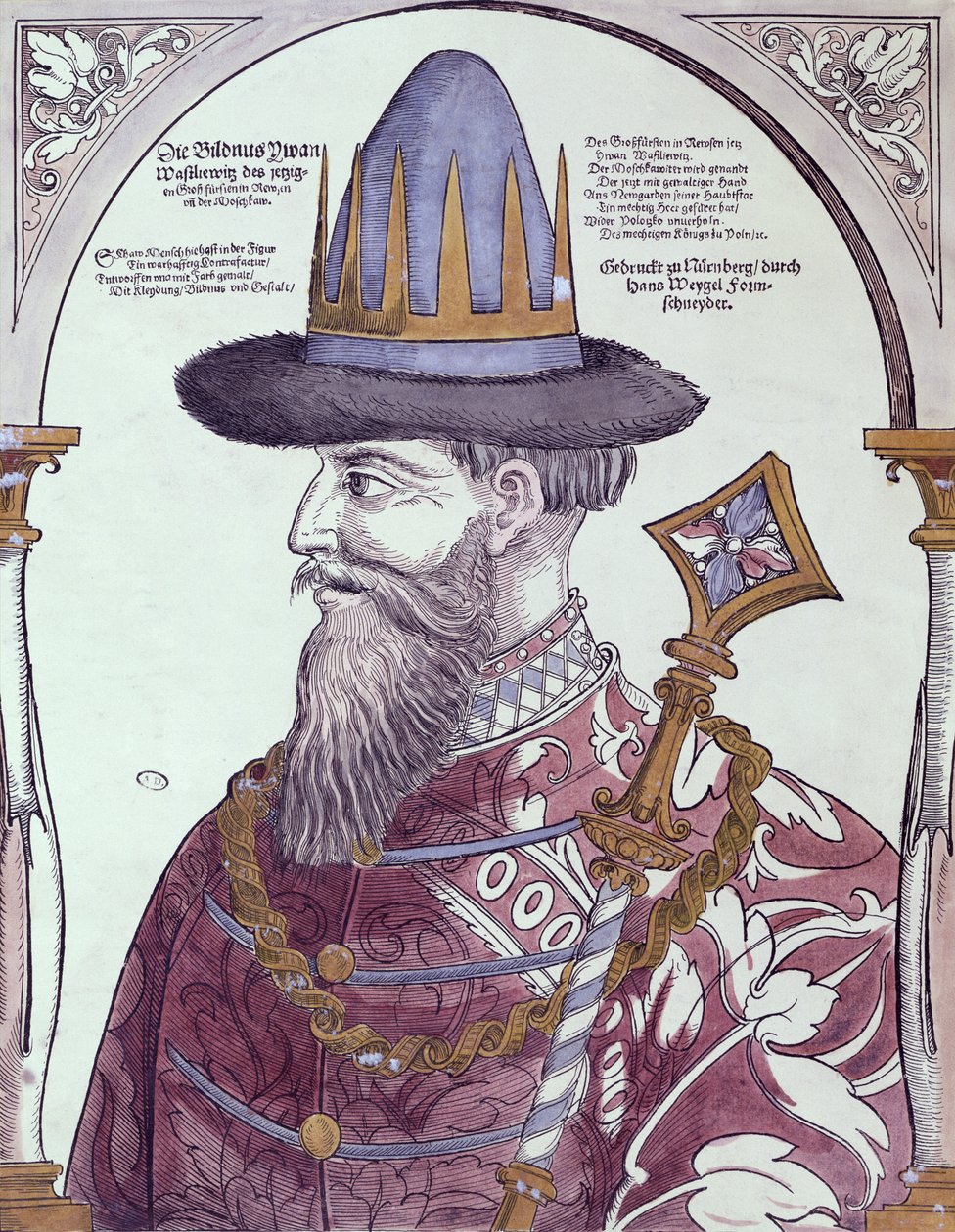 Iivana IV (1530-84) Kauhea (värillinen puupiirros) tekijältä Hans Weigel