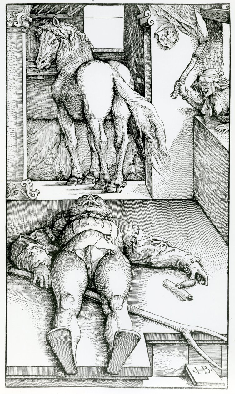 Nukkuva sulhanen ja velho tekijältä Hans (after) Baldung Grien