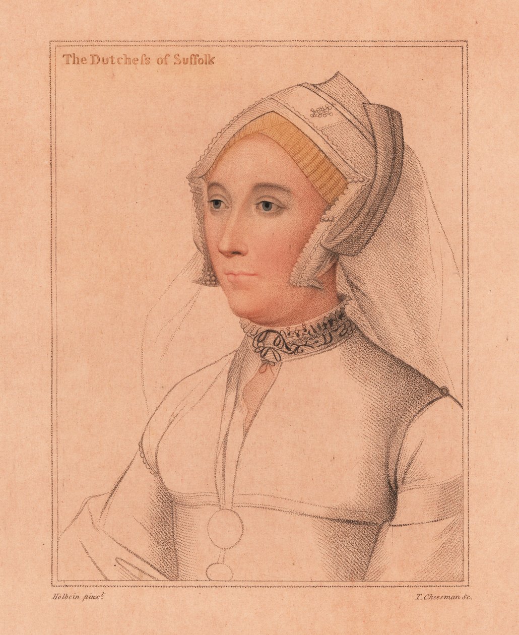 Catherine Brandon, Suffolkin herttuatar, 1812 (kaiverrus) tekijältä Hans (after) Holbein the Younger