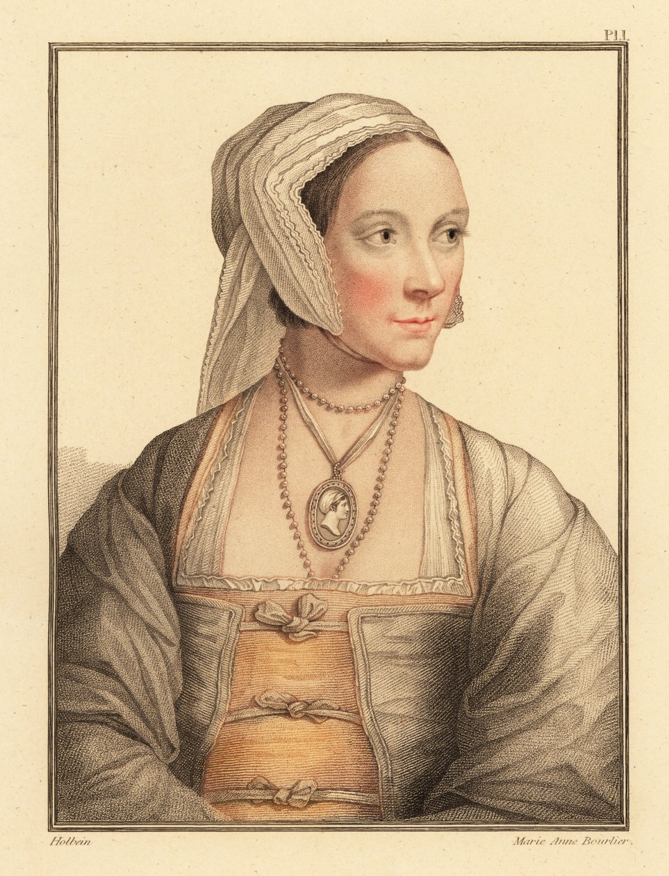 Cicely, Sir Thomas Moren tytär. ,1812 (kaiverrus) tekijältä Hans (after) Holbein the Younger