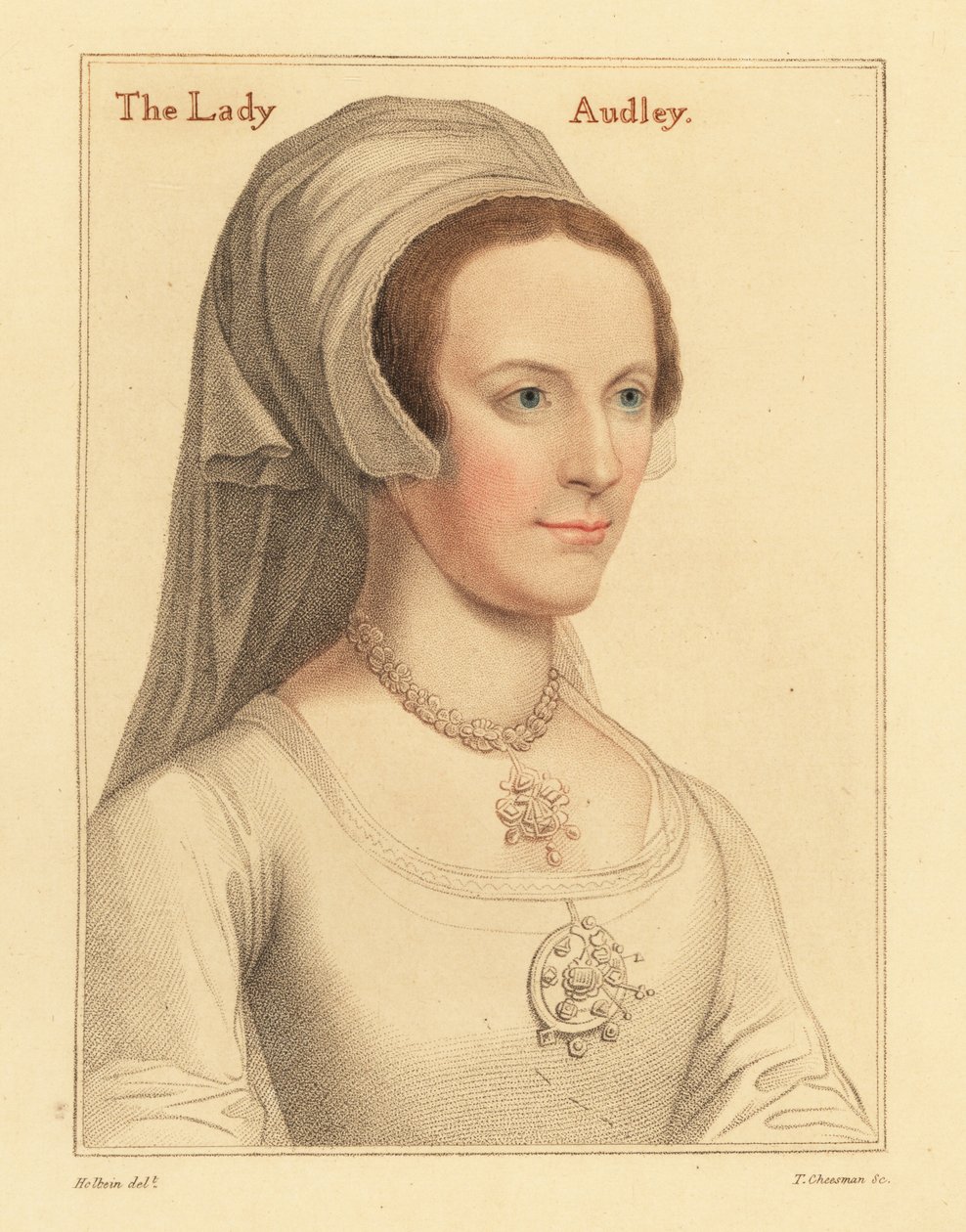 Elizabeth, Thomas Audleyn toinen vaimo, 1812 (kaiverrus) tekijältä Hans (after) Holbein the Younger