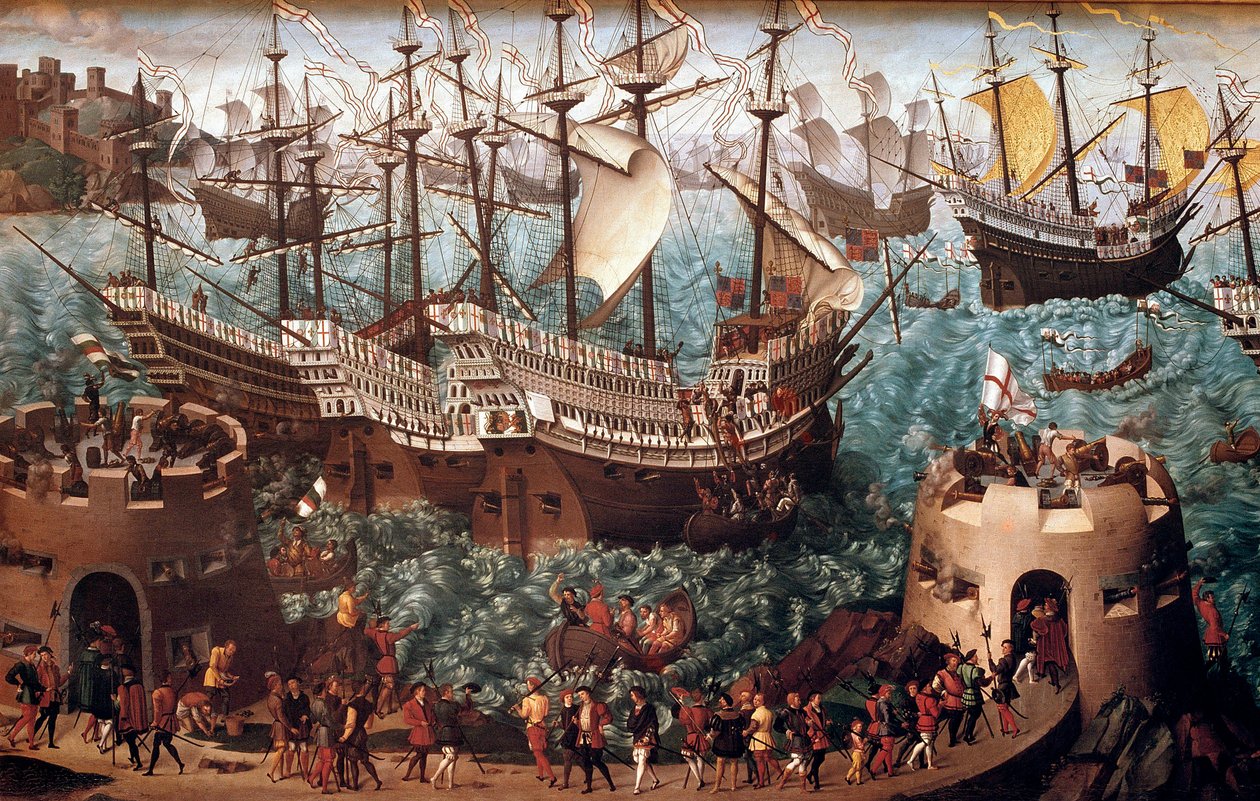 Henrik VIII:n (1491-1547) laivaus Doverissa Henri Grace a Dieu -laivalla” Francois I:n (Camp du Drap d