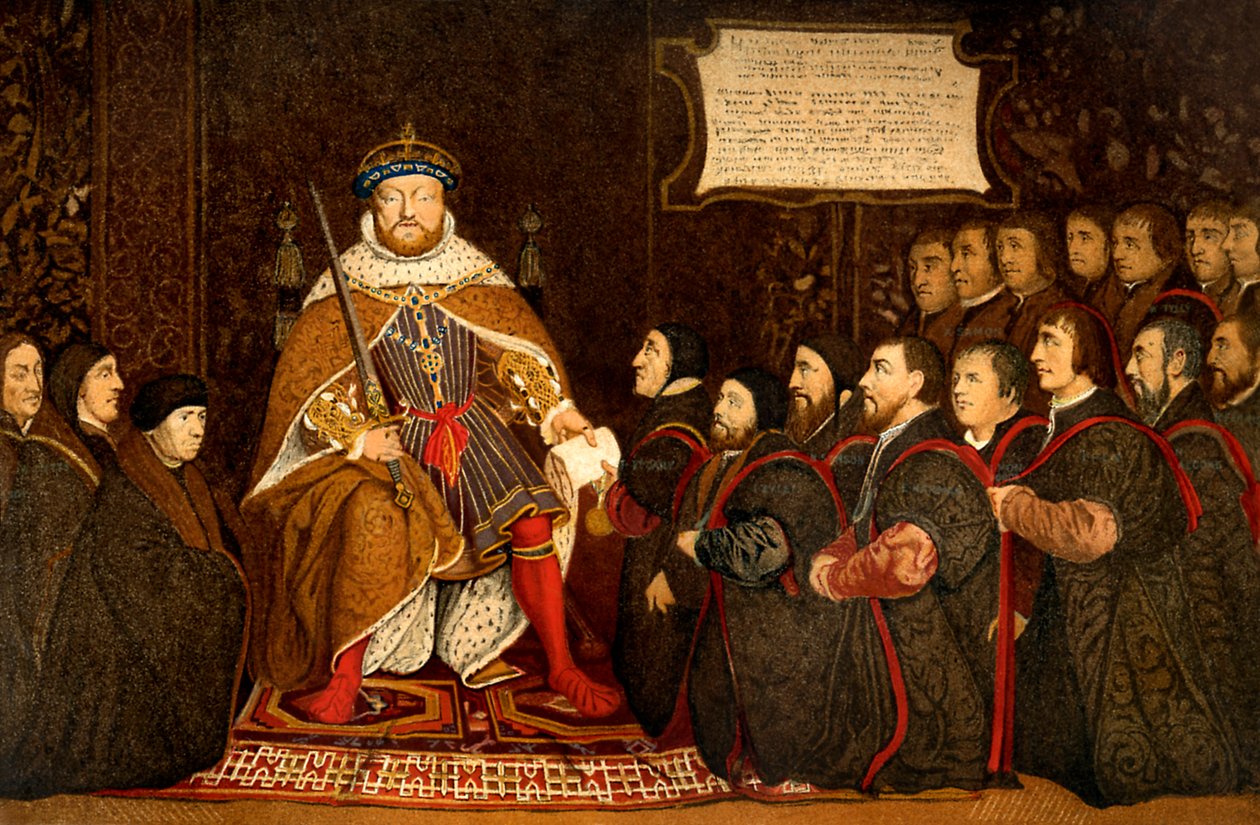 Henrik VIII ja parturikirurgit, kuvitus teoksesta 