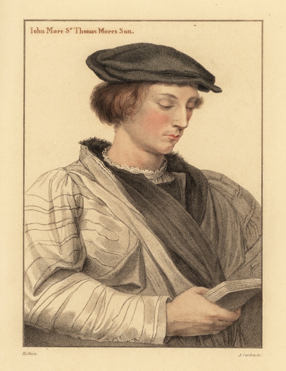 John More, 19-vuotias, Sir Thomas Moren poika. ,1812 (kaiverrus) tekijältä Hans (after) Holbein the Younger