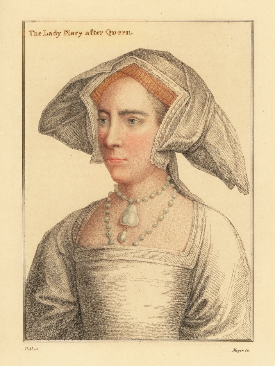 Lady Mary, kuningas Henrik VIII:n tytär, 1812 (kaiverrus) tekijältä Hans (after) Holbein the Younger