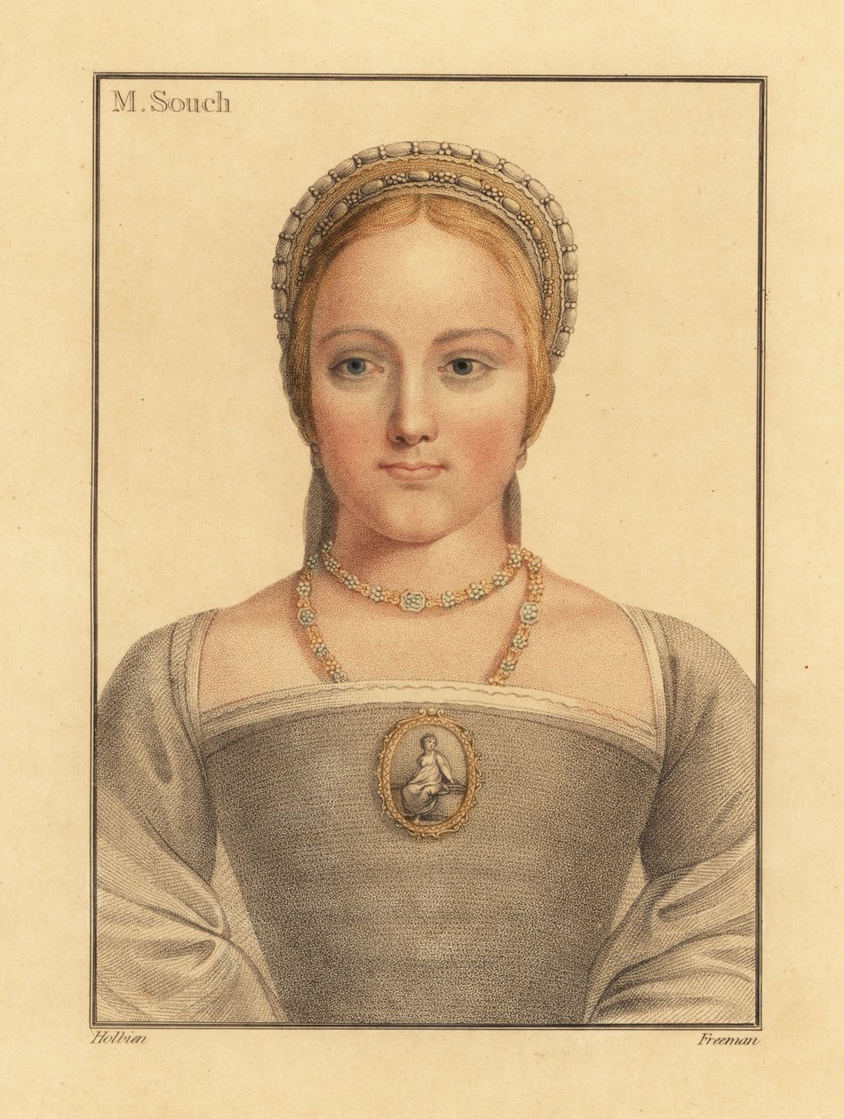 Mary Zouch, nainen odottamassa Jane Seymouria, 1812 (kaiverrus) tekijältä Hans (after) Holbein the Younger
