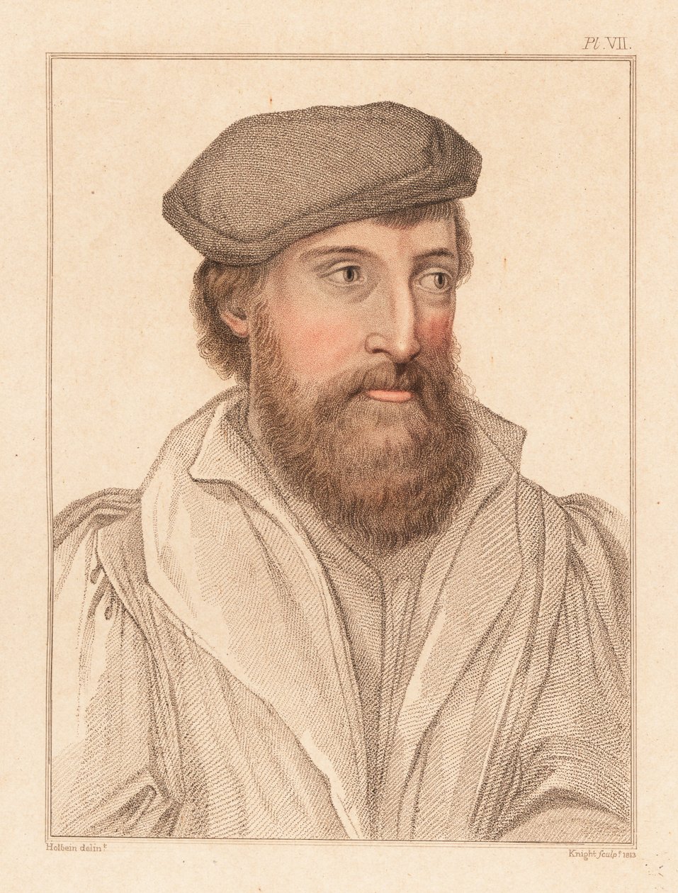 Tuntemattoman miehen muotokuva, kuningas Henrik VIII:n hovi, n. 1532.,1812 (kaiverrus) tekijältä Hans (after) Holbein the Younger