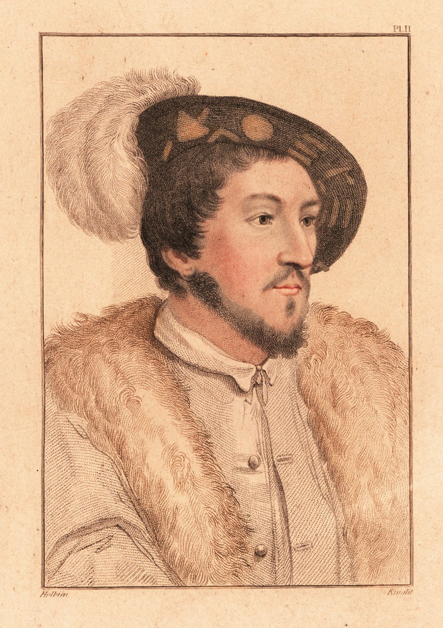 Tuntemattoman miehen muotokuva, kuningas Henrik VIII:n hovi, n. 1532. ,1812 (kaiverrus) tekijältä Hans (after) Holbein the Younger