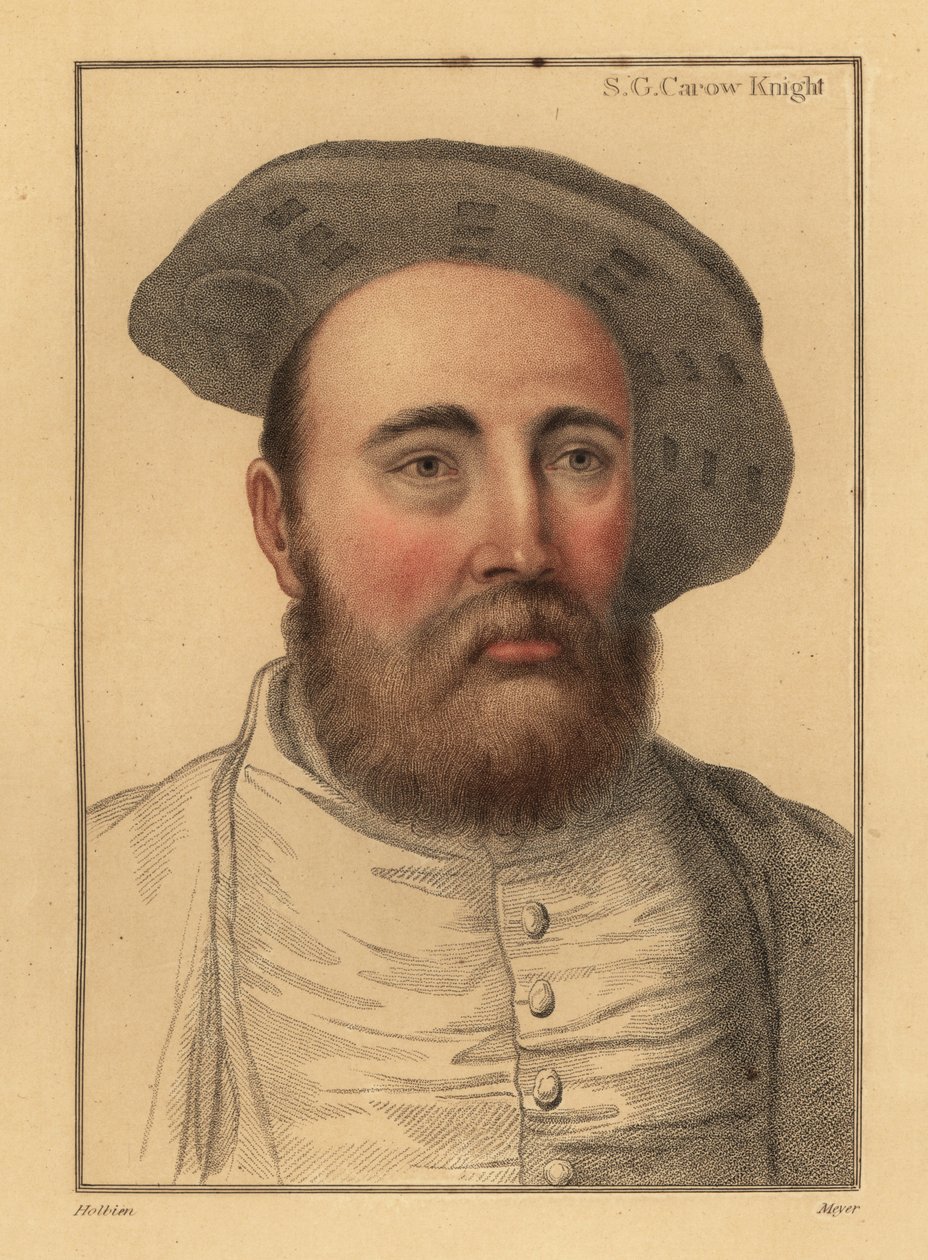 Sir George Carew, englantilainen sotilas, amiraali Henry VIII:n johdolla, 1812 (kaiverrus) tekijältä Hans (after) Holbein the Younger