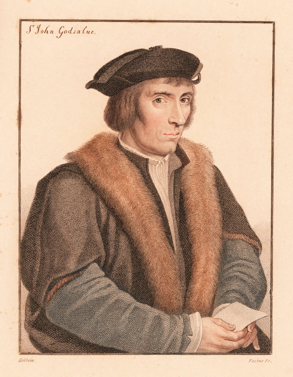 Sir John Godsalve, englantilainen poliitikko, kuoli 1557, 1812 (kaiverrus) tekijältä Hans (after) Holbein the Younger