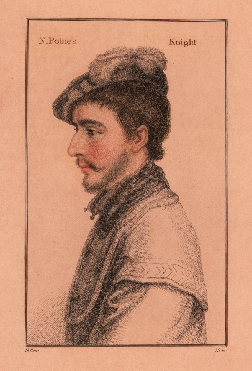 Sir Nicholas Poyntz (n. 1528-1556), englantilainen hoviherra, 1812 (kaiverrus) tekijältä Hans (after) Holbein the Younger