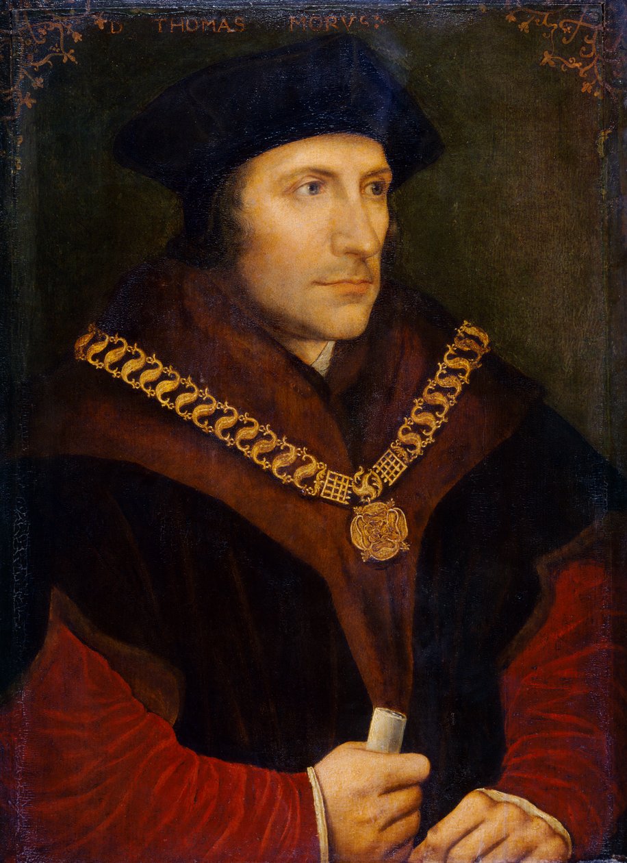 Sir Thomas More n. 1600 (öljy kankaalle) tekijältä Hans (after) Holbein the Younger