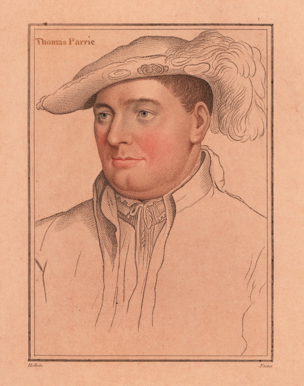 Sir Thomas Parry, Elizabeth I:n kotitalouden valvoja, 1812 (kaiverrus) tekijältä Hans (after) Holbein the Younger