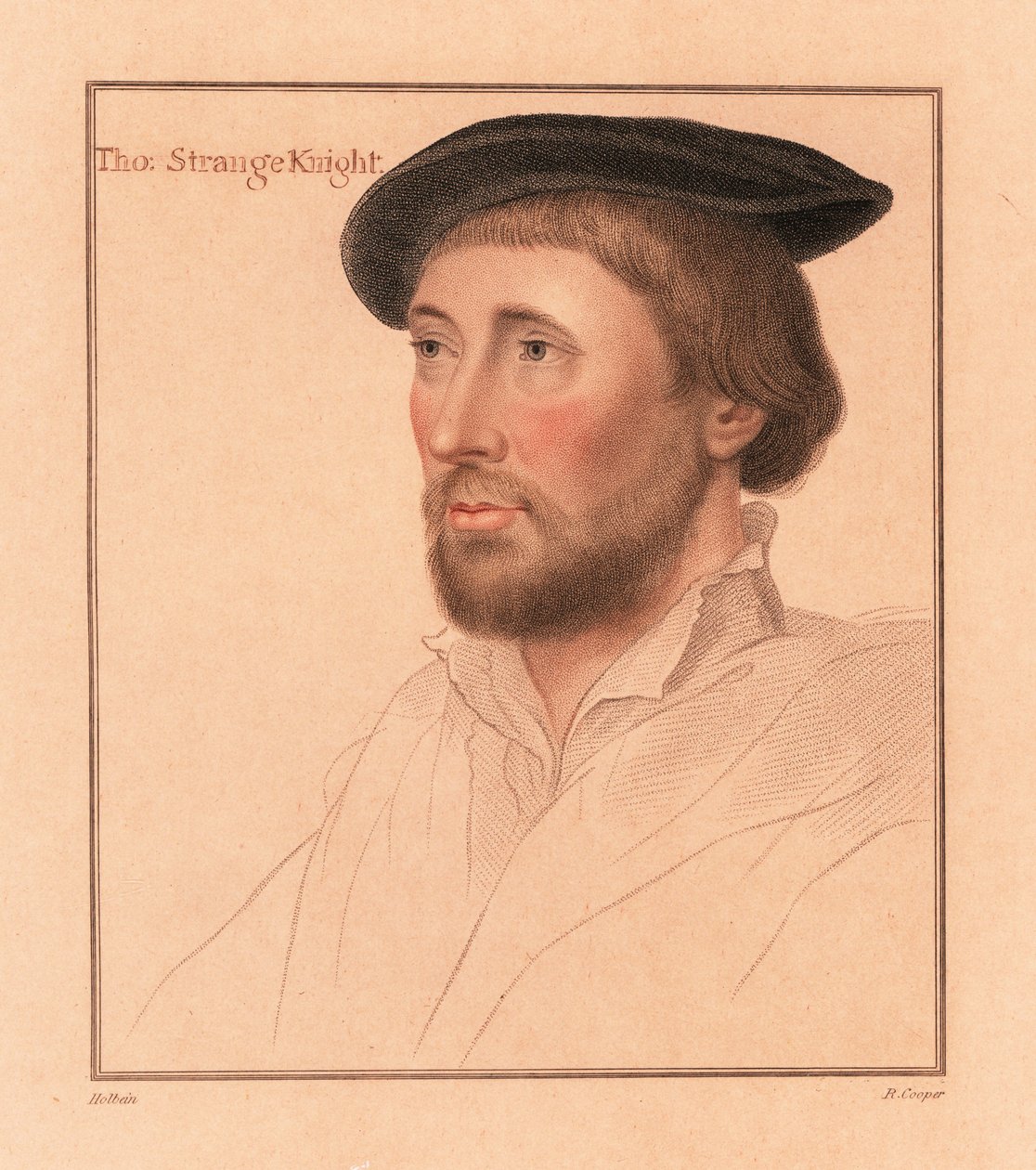 Sir Thomas le Strange Hunstantonista, Norfolkin korkea sheriffi, 1812 (kaiverrus) tekijältä Hans (after) Holbein the Younger