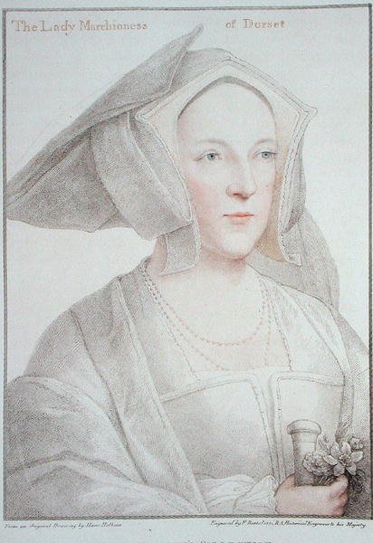 Lady Marchioness of Dorset (1481-1535) Francesco Bartolozzin (1727-1815) kaiverrus 1795 (kaiverrus) tekijältä Hans (after) Holbein the Younger