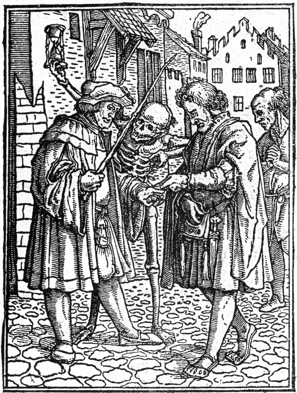 Hans Holbein nuoremman (1497-1543): asianajajan tekokuolema (kaiverrus) tekijältä Hans (after) Holbein the Younger