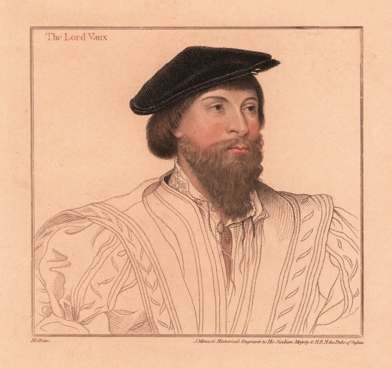 Thomas Vaux, englantilainen runoilija ja aatelismies. ,1812 (kaiverrus) tekijältä Hans (after) Holbein the Younger