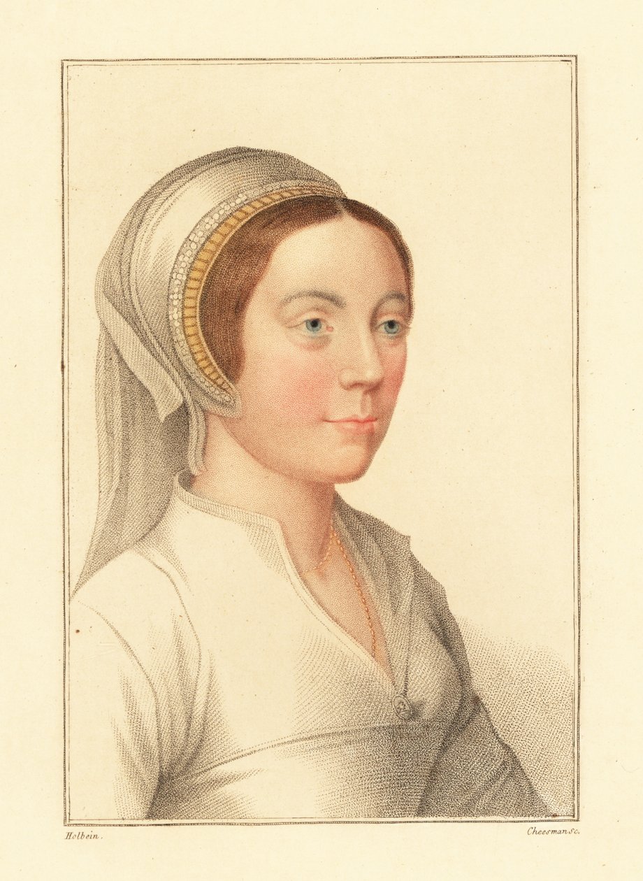 Tuntematon nainen, kuningas Henrik VIII:n tuomioistuin, 1812 (kaiverrus) tekijältä Hans (after) Holbein the Younger