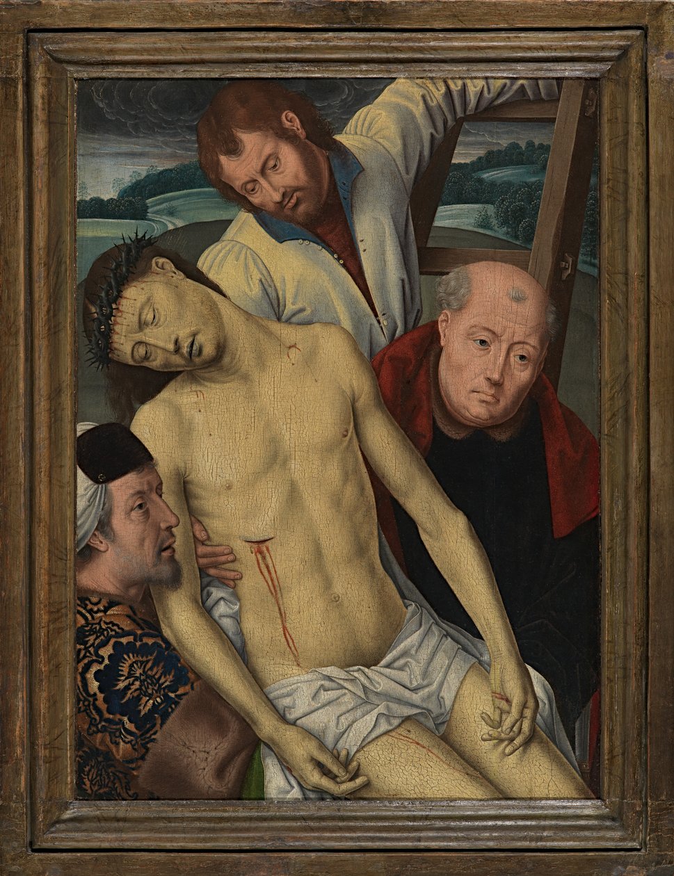 Laskeutuminen ristiltä, n. 1491-1519 (öljy paneelissa) tekijältä Hans (after) Memling