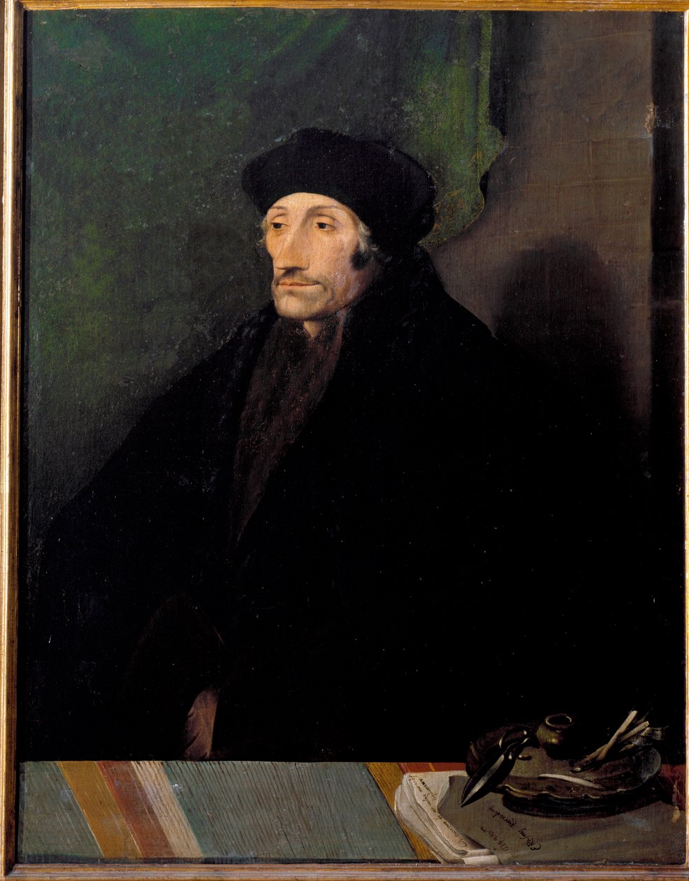 Erasmus Rotterdamilaisen, hollantilaisen humanistin muotokuva tekijältä Hans (attr. to) Holbein the Younger