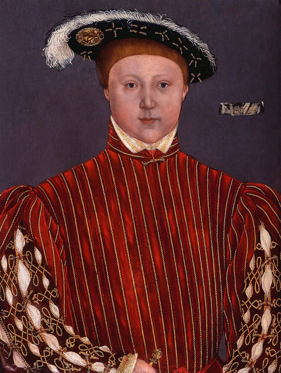 ""Edward VI:n (1537-1553) Englannin kuninkaan muotokuva"" Hans Holbeinin nuoremman ympyrän maalaus tekijältä Hans (circle of) Holbein the Younger