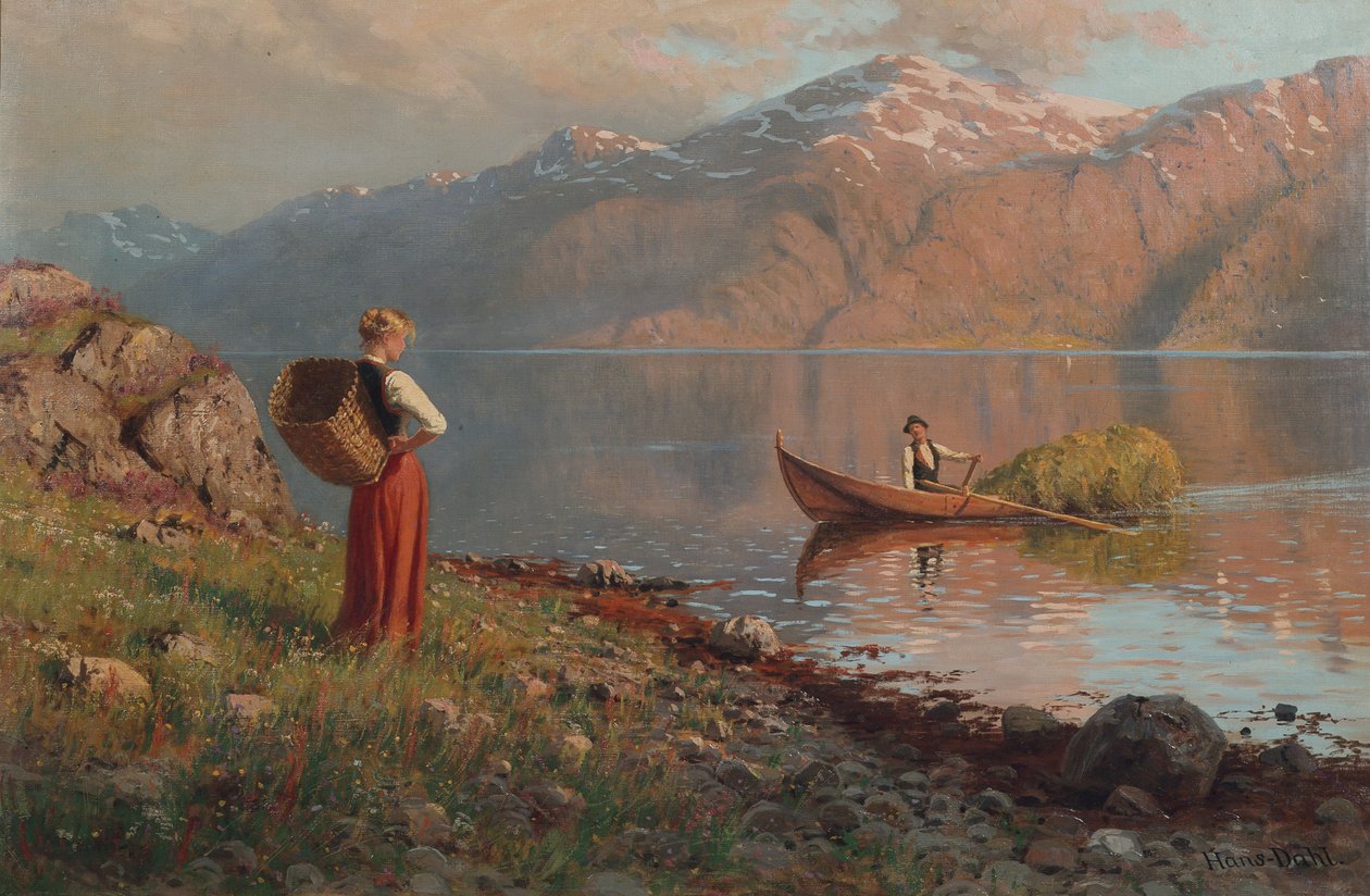 Päivämäärä vuonolla (öljy kankaalle) tekijältä Hans Andreas Dahl