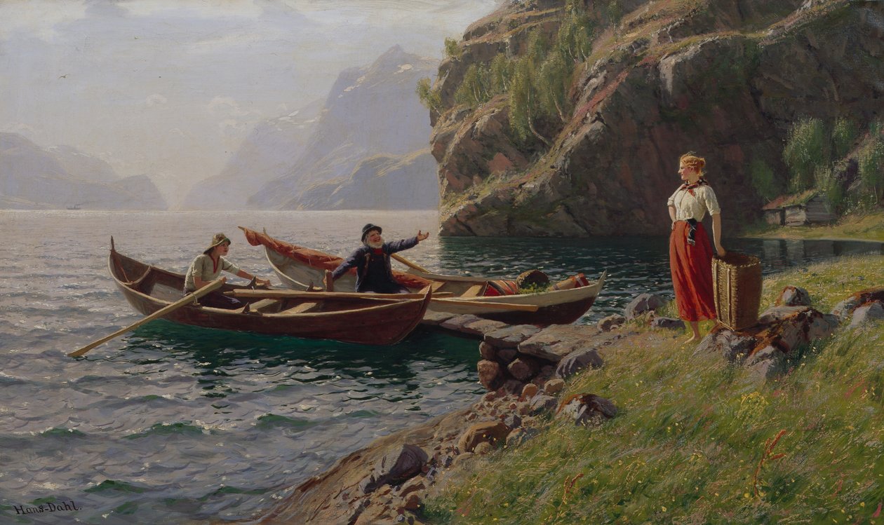 Arkielämää vuonoilla (öljy kankaalle) tekijältä Hans Andreas Dahl