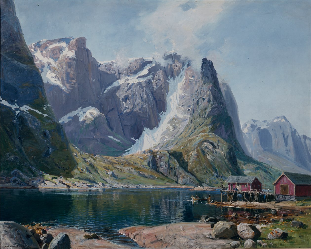 Northlandfjord n. 1890 (öljy kankaalle) tekijältä Hans Andreas Dahl