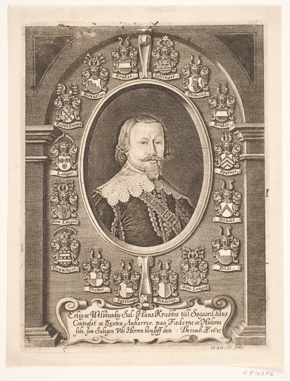 Hans Krabbe Søgårdiin. Hautajaissaarnasta 1648 tekijältä Hans Andreas Greys