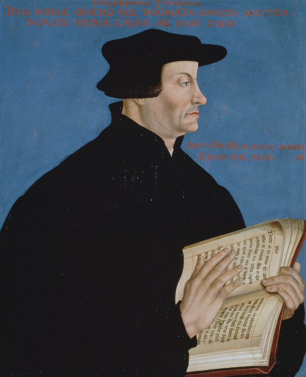 Huldrych Zwinglin (1848-1531) muotokuva tekijältä Hans Asper