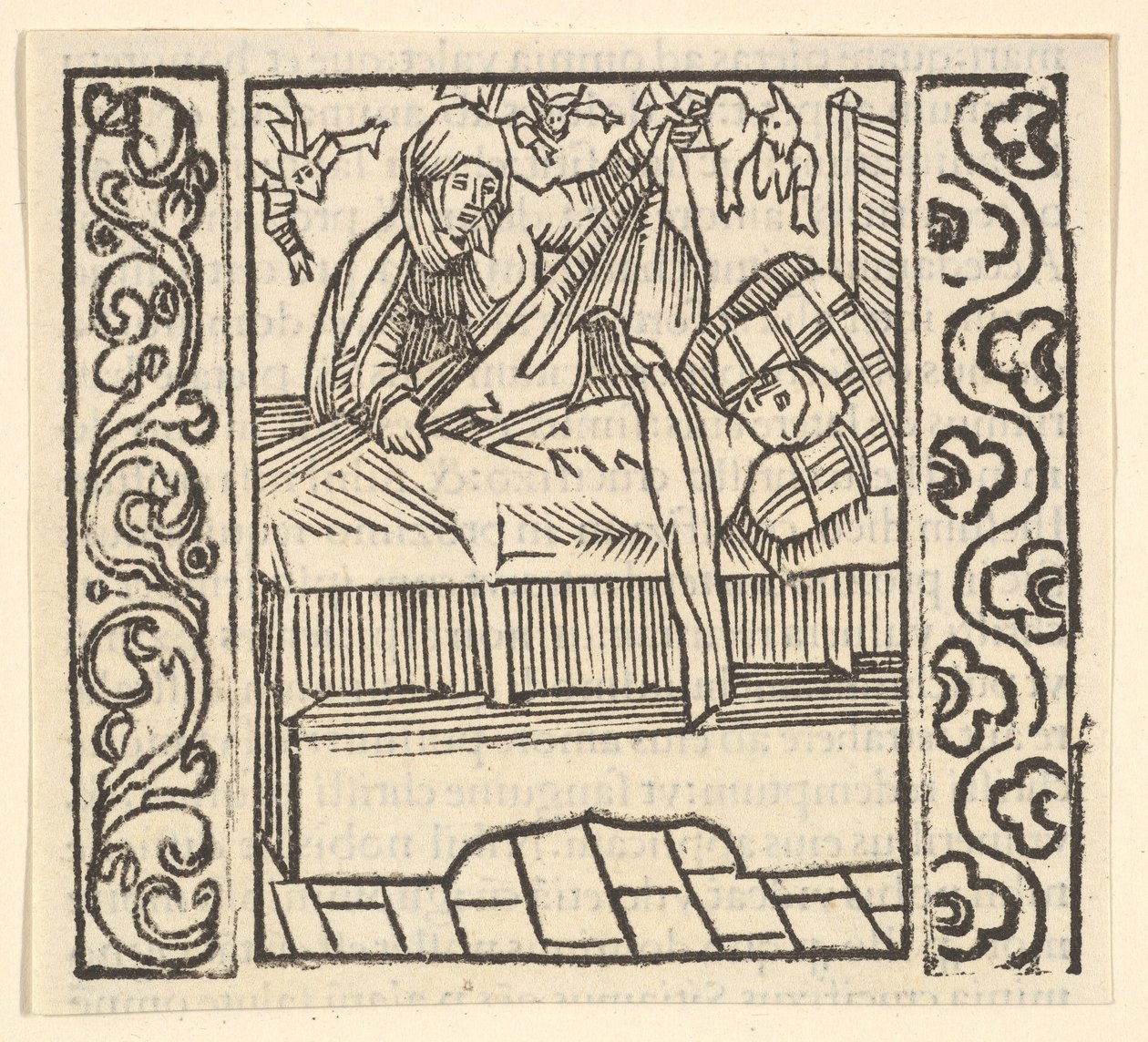 Kuolleista huolehtiminen, kuvitus Speculum Passionisista, 1507, 1507. tekijältä Hans Baldung