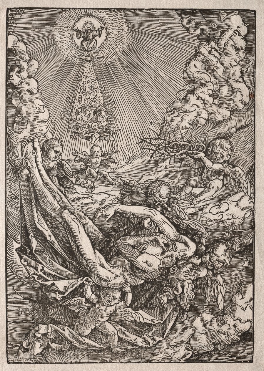 Enkelit kantoivat Kristusta taivaaseen, n. 1515-1517. tekijältä Hans Baldung