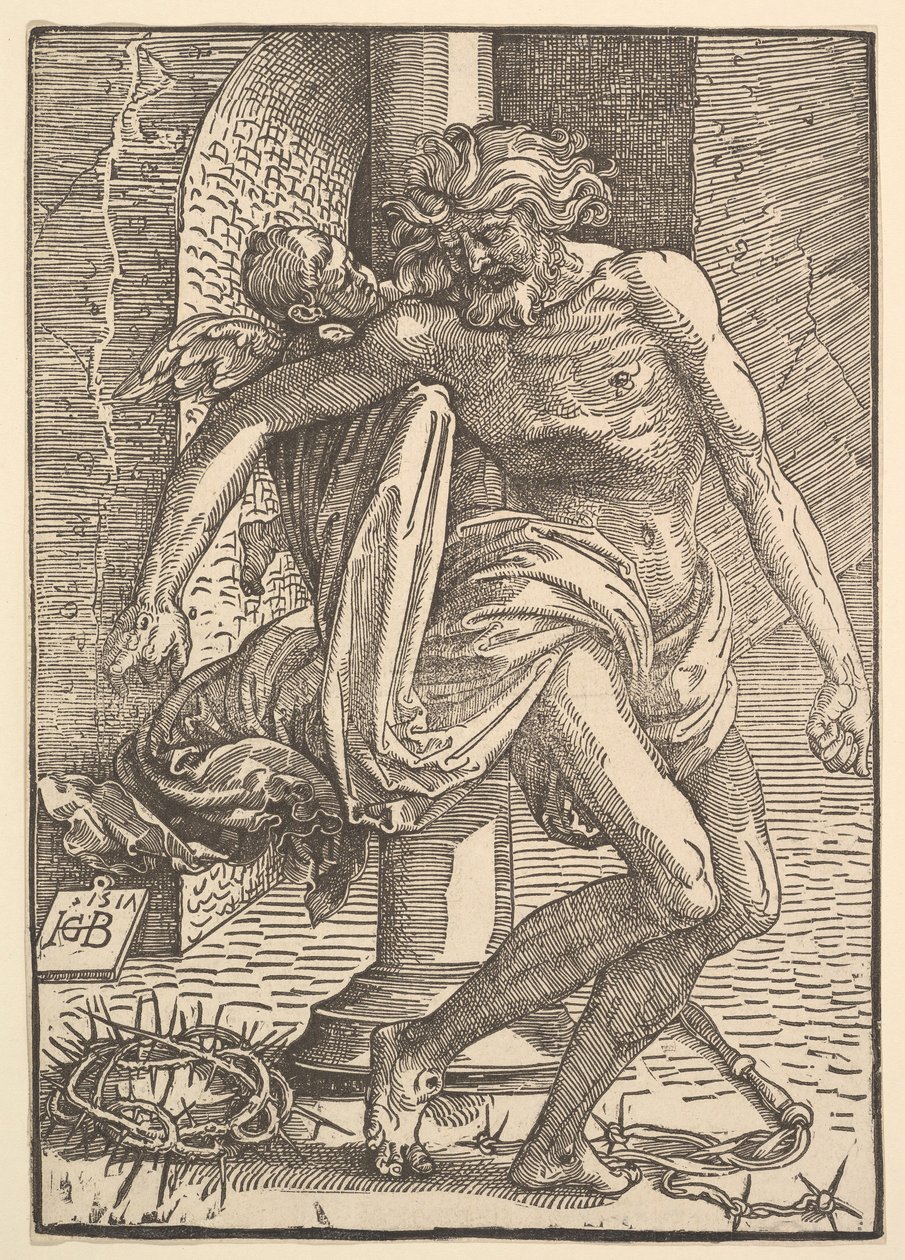 Kristus kidutusvälineillä pienen enkelin tukemana, 1517. tekijältä Hans Baldung