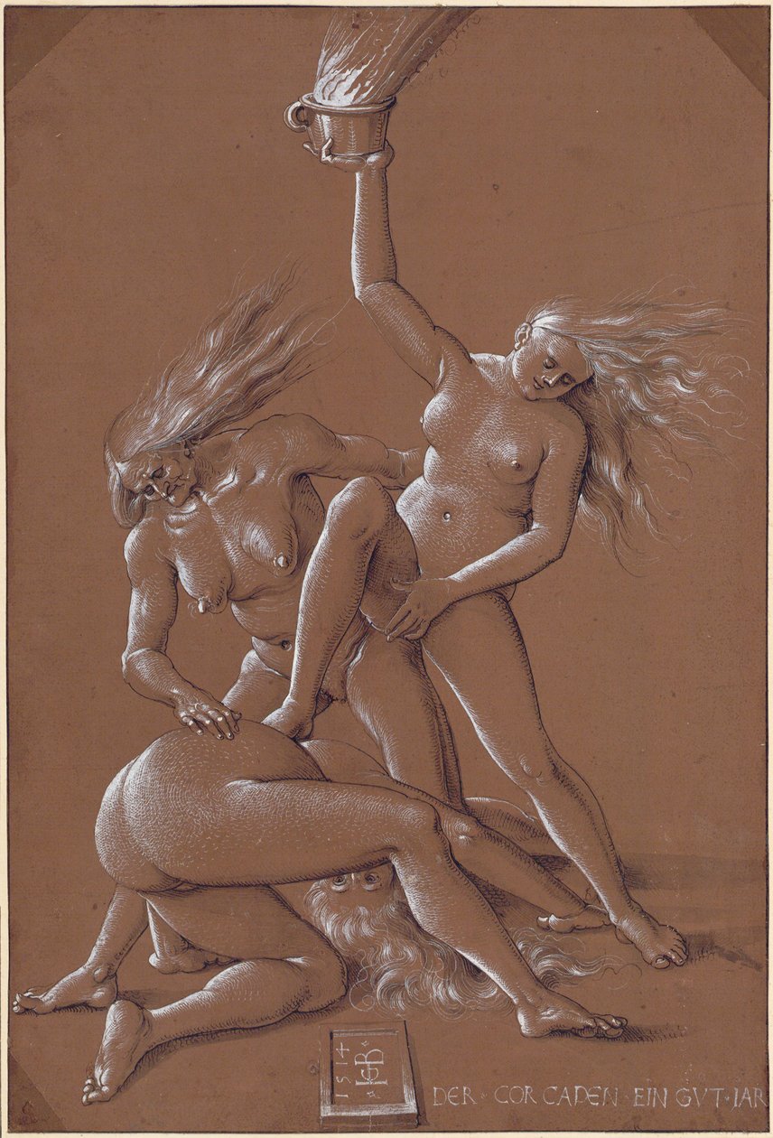 Uudenvuoden tervehdys kolmen noidan kanssa, 1514 tekijältä Hans Baldung