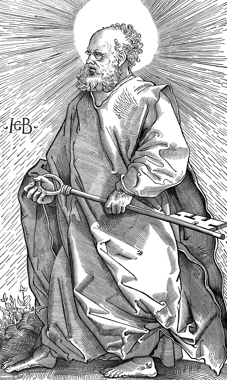 Pyhä Pietari pitelee avaimen symbolia, c1490-1550 tekijältä Hans Baldung