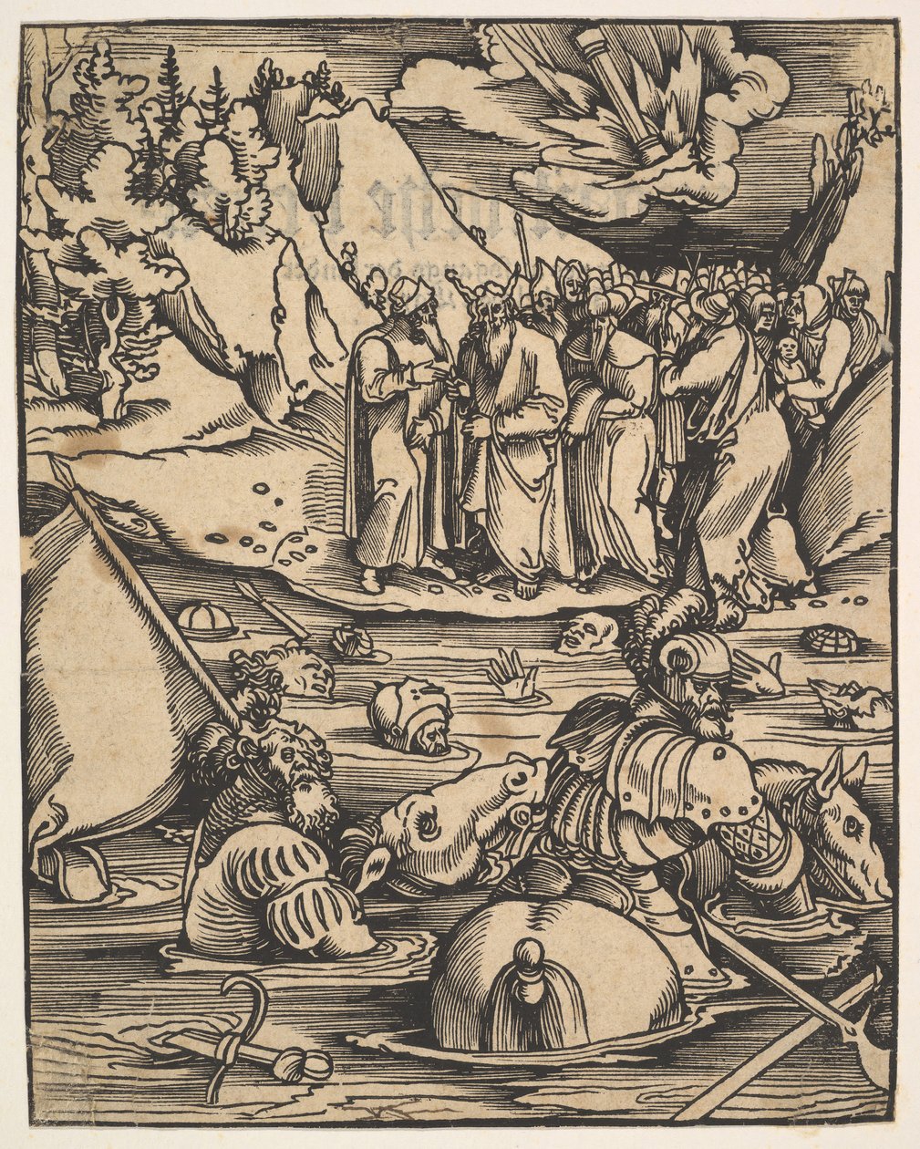 Egyptiläiset ylittämässä Punaista merta, Das Buch Granatapfelista, 1511. tekijältä Hans Baldung