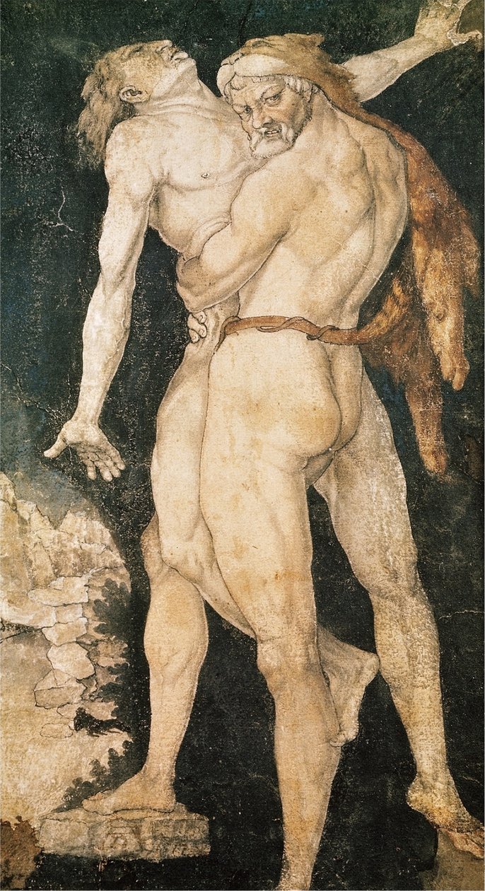 Herakles ja Antaeus tekijältä Hans Baldung Grien
